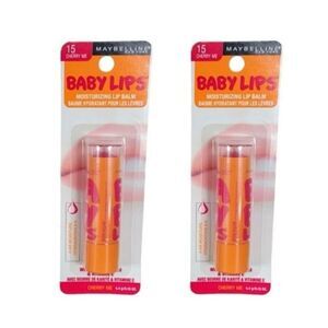 2 Maybelline Baby Lips Moisturizing Lip Balm in‎ Cherry Me #15 With Shea Butter